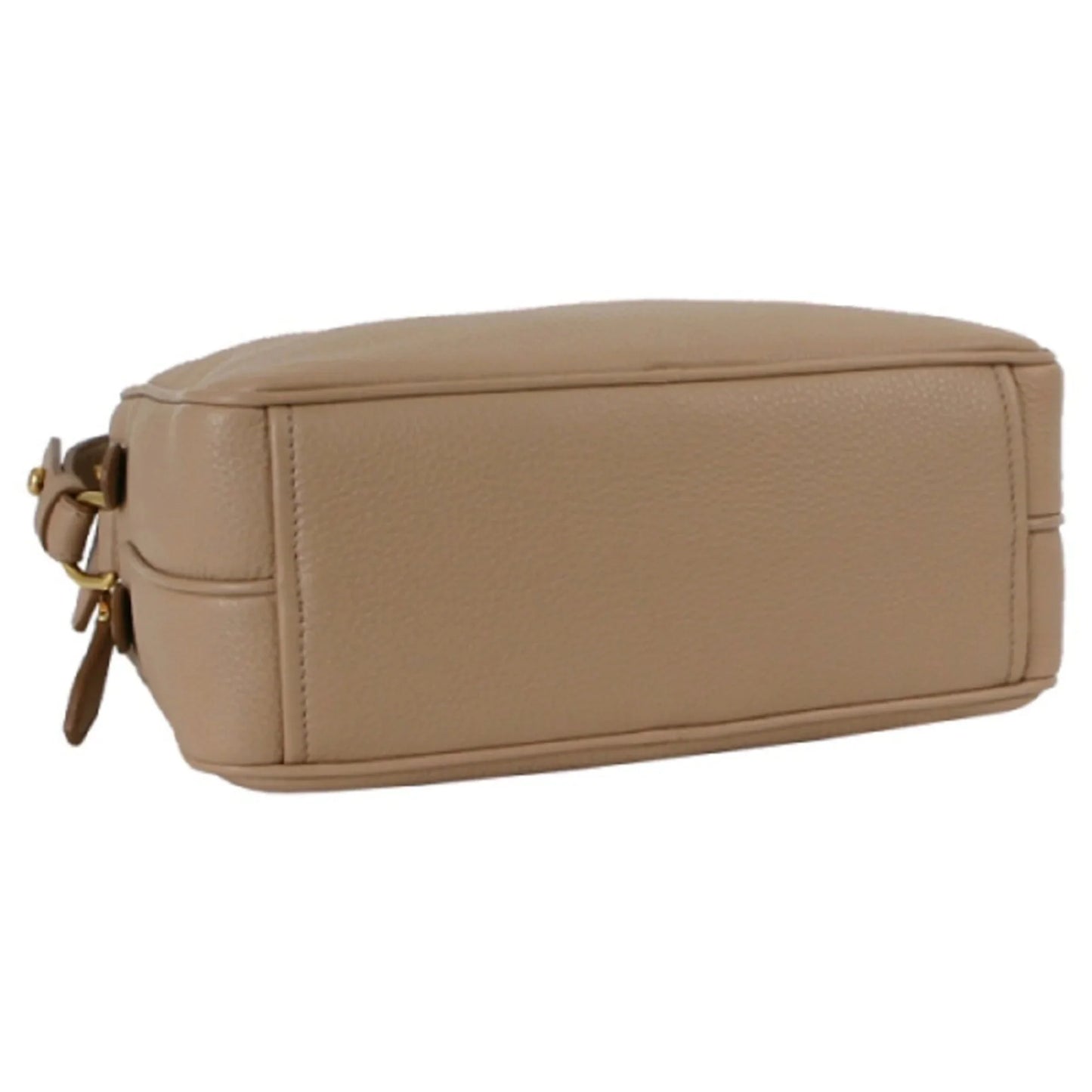 New Beige Vitello Phenix Leather Double Zip Crossbody Bag 1BH079