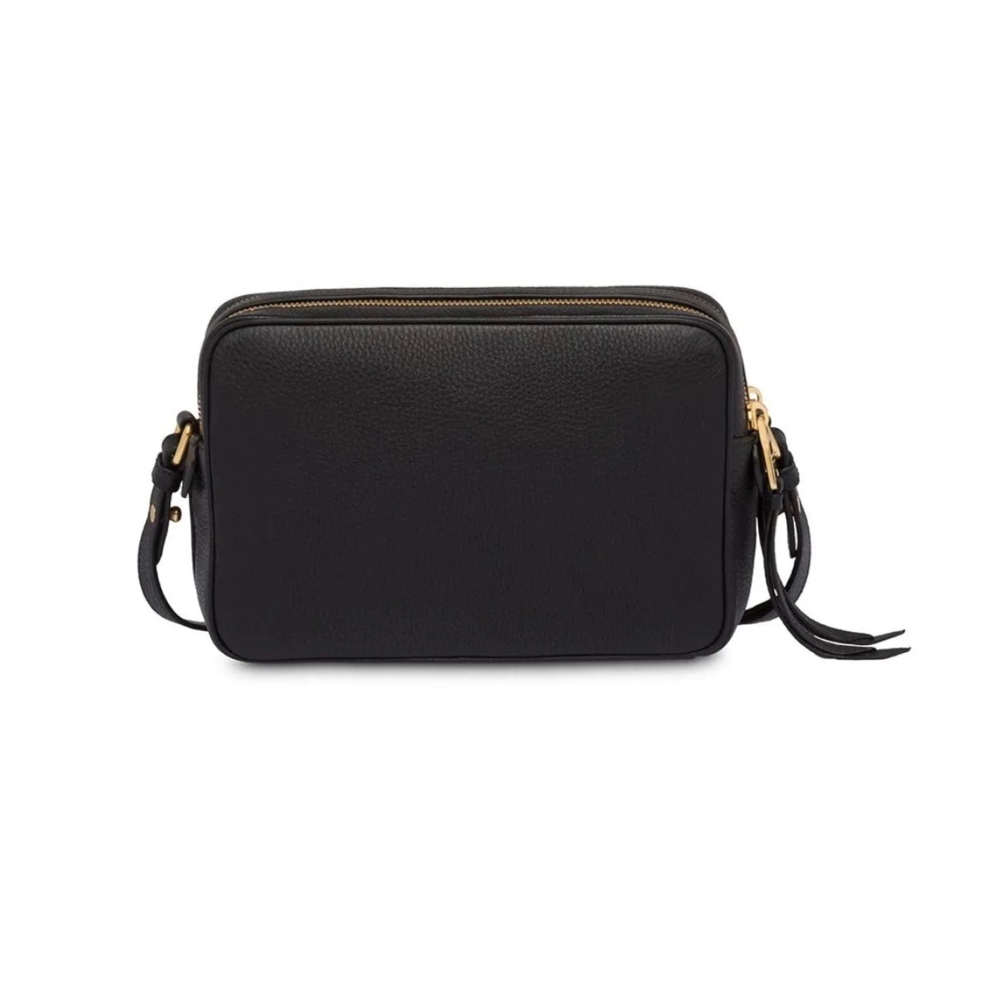 New Black Vitello Phenix Leather Double Zip Cross Body Bag 1BH079