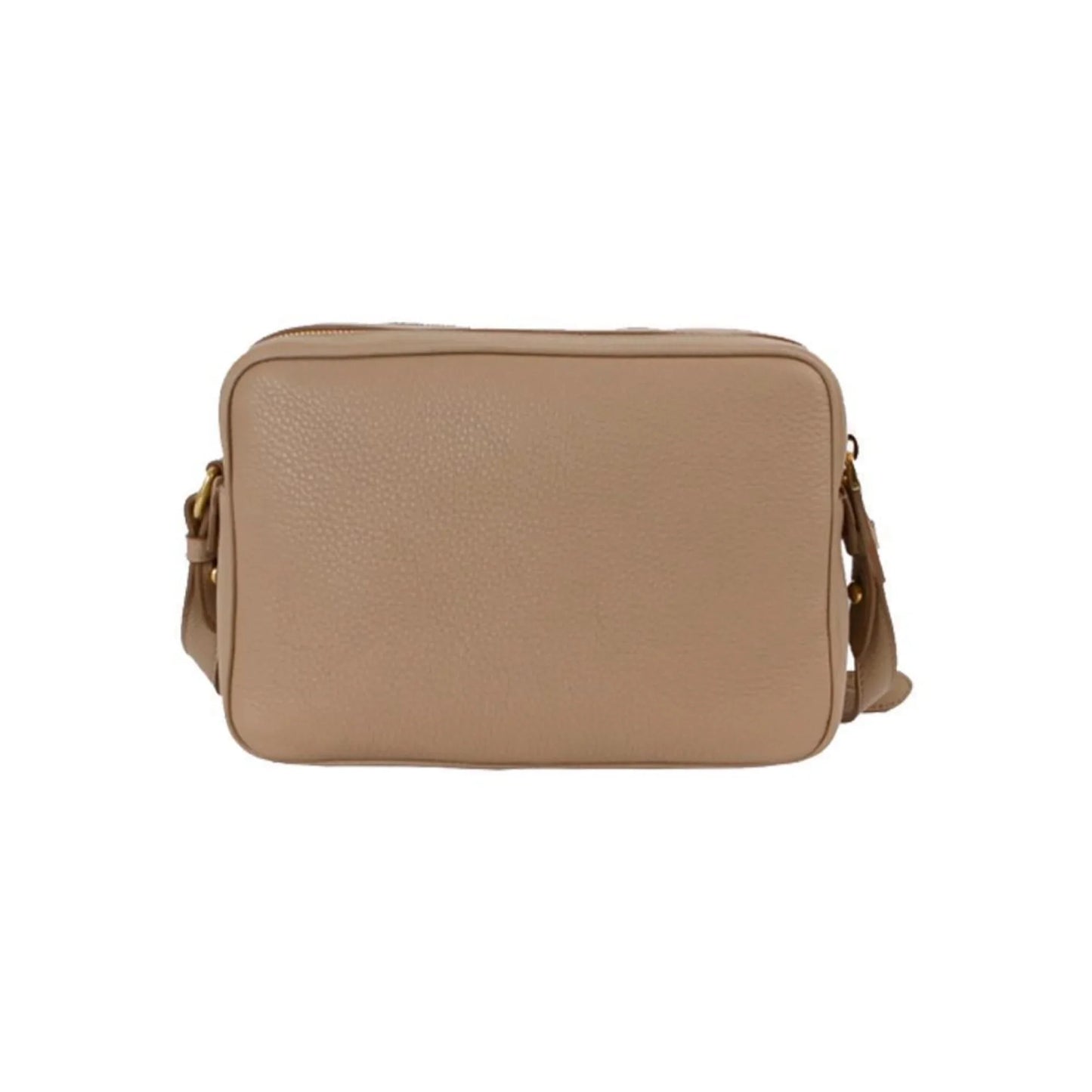 New Beige Vitello Phenix Leather Double Zip Crossbody Bag 1BH079