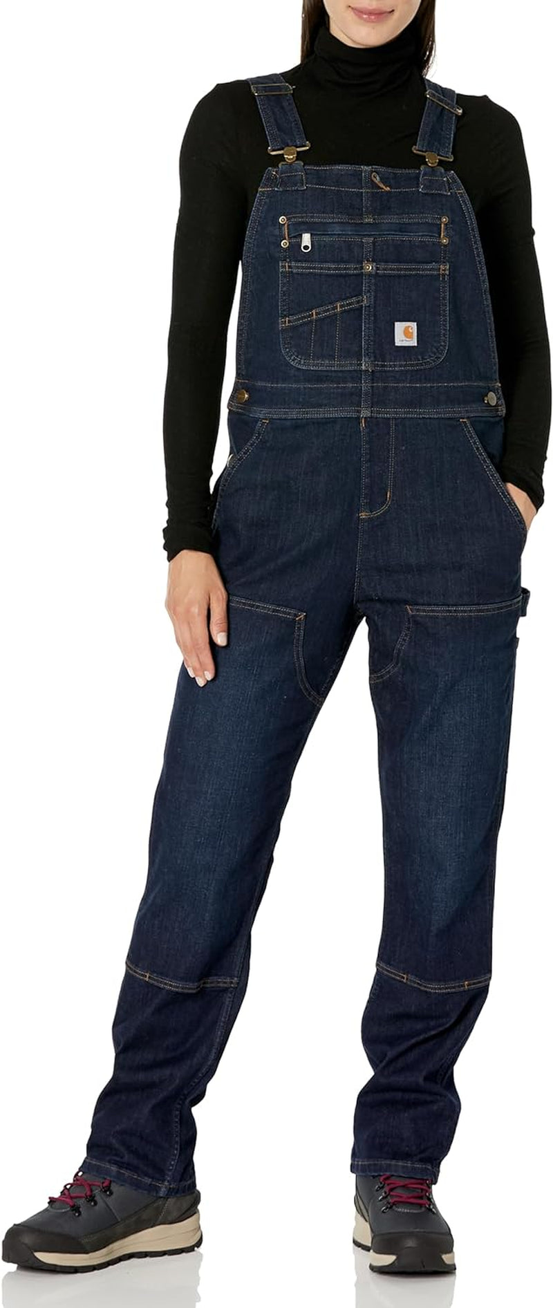 Womens Denim Double Front Bib Overalls