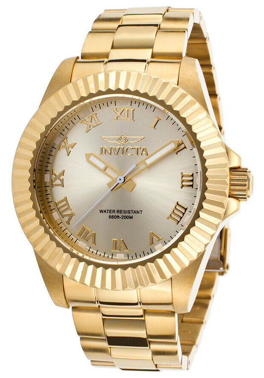 NEW!! Invicta Pro Diver Champagne Dial Gold-Tone Roman Numerals Mens Watch