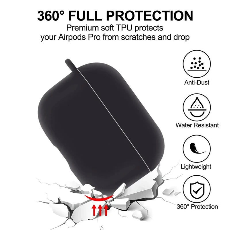 Letter a Z Matte Black Headphone Case for Apple Airpods Pro Shockproof Soft Silicone Protection Air Pods Pro Earphone Box Cover