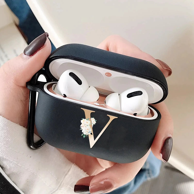 Letter a Z Matte Black Headphone Case for Apple Airpods Pro Shockproof Soft Silicone Protection Air Pods Pro Earphone Box Cover